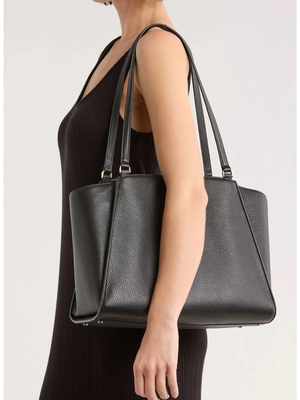 kate spade brim Black Pebbled Leather Shoulder Tote